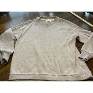 Aerie Oversized Waffle Knit Crewneck Sweatshirt Mauve Marled Thermal Pullover S